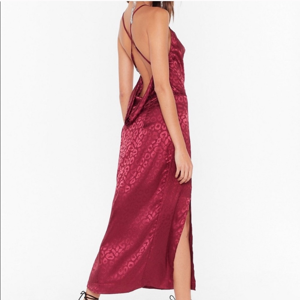 Nasty Gal Burgundy maxi/midi dress. Size medium
